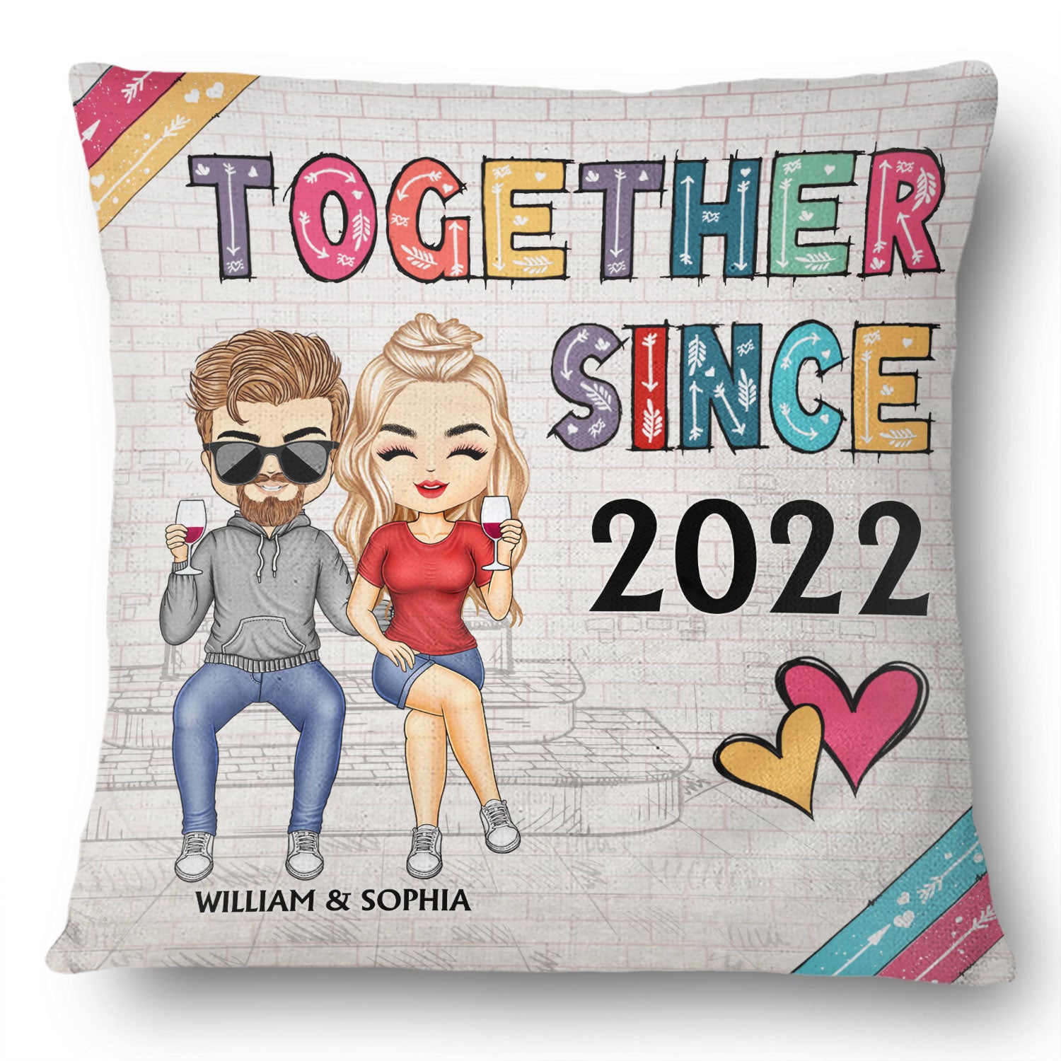 Together Since White Husband Wife - Gift For Couples - Personalized Custom Pillow