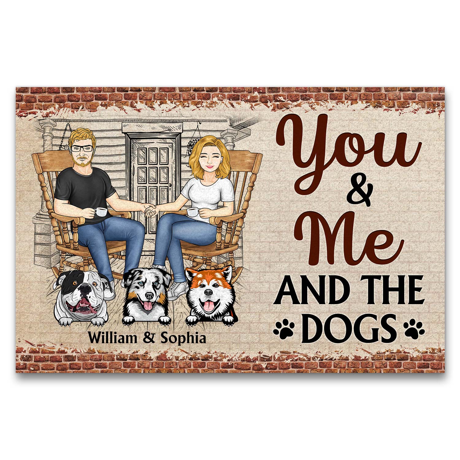 Family Couple You & Me And The Pets - Gift For Dog Lovers And Cat Lovers - Personalized Custom Doormat