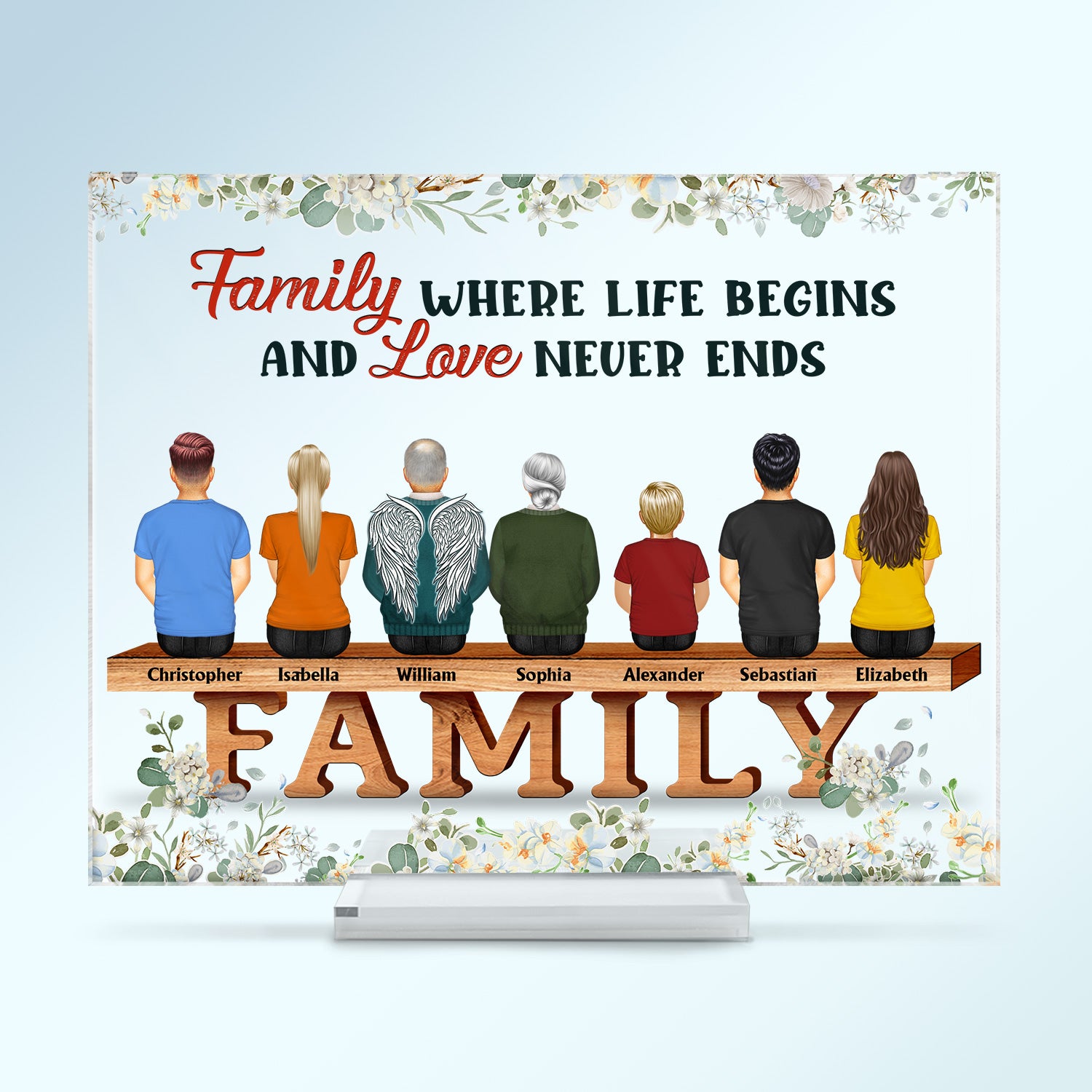 Family Where Life Begins And Love Never Ends - Memorial Gift - Family Gift - Personalized Custom Horizontal Rectangle Acrylic Plaque