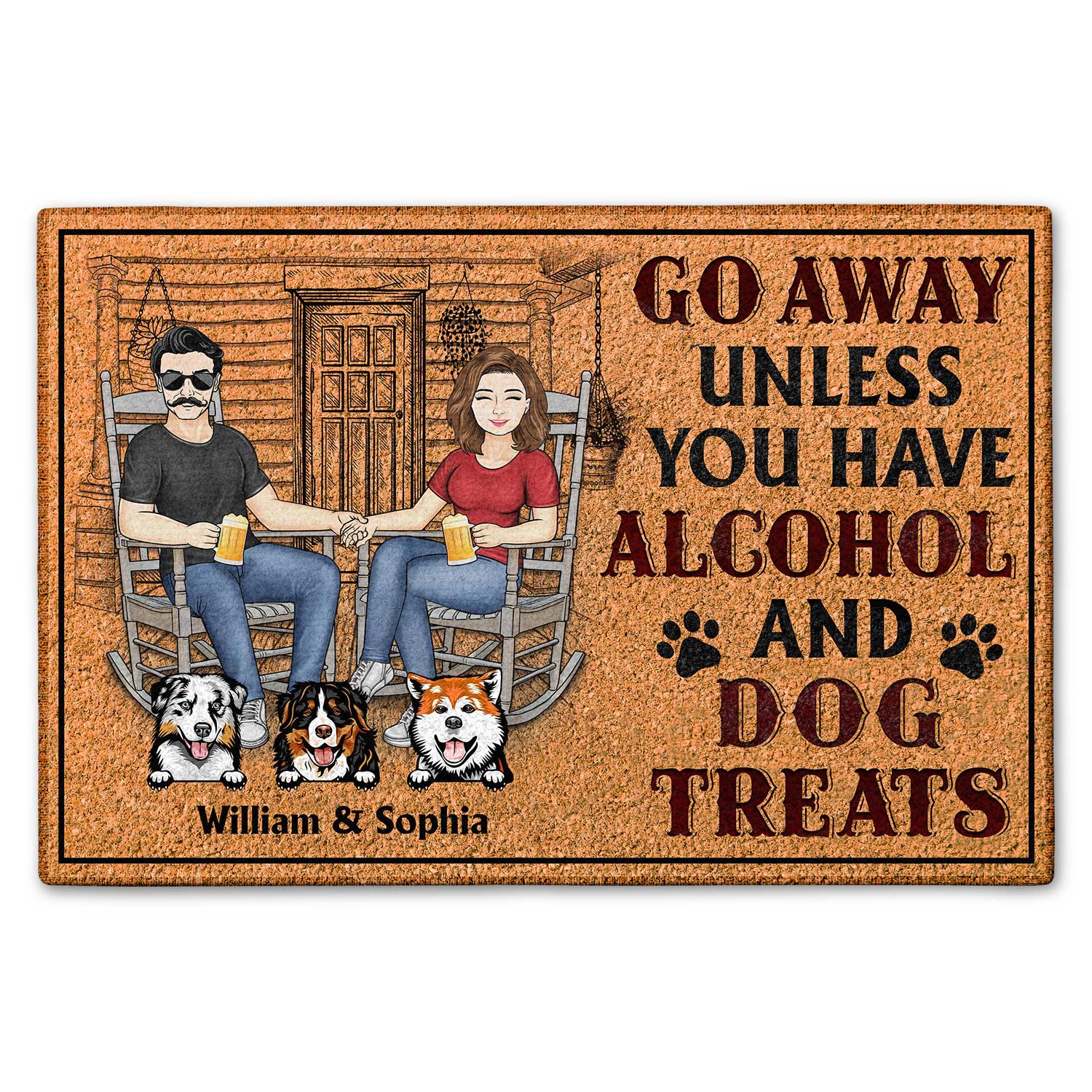 Go Away Unless You Have Alcohol And Dog Treats - Anniversary, Birthday, Home Decor Gift For Spouse, Lover, Husband, Wife, Boyfriend, Girlfriend, Couple, Pet Lovers - Personalized Custom Doormat