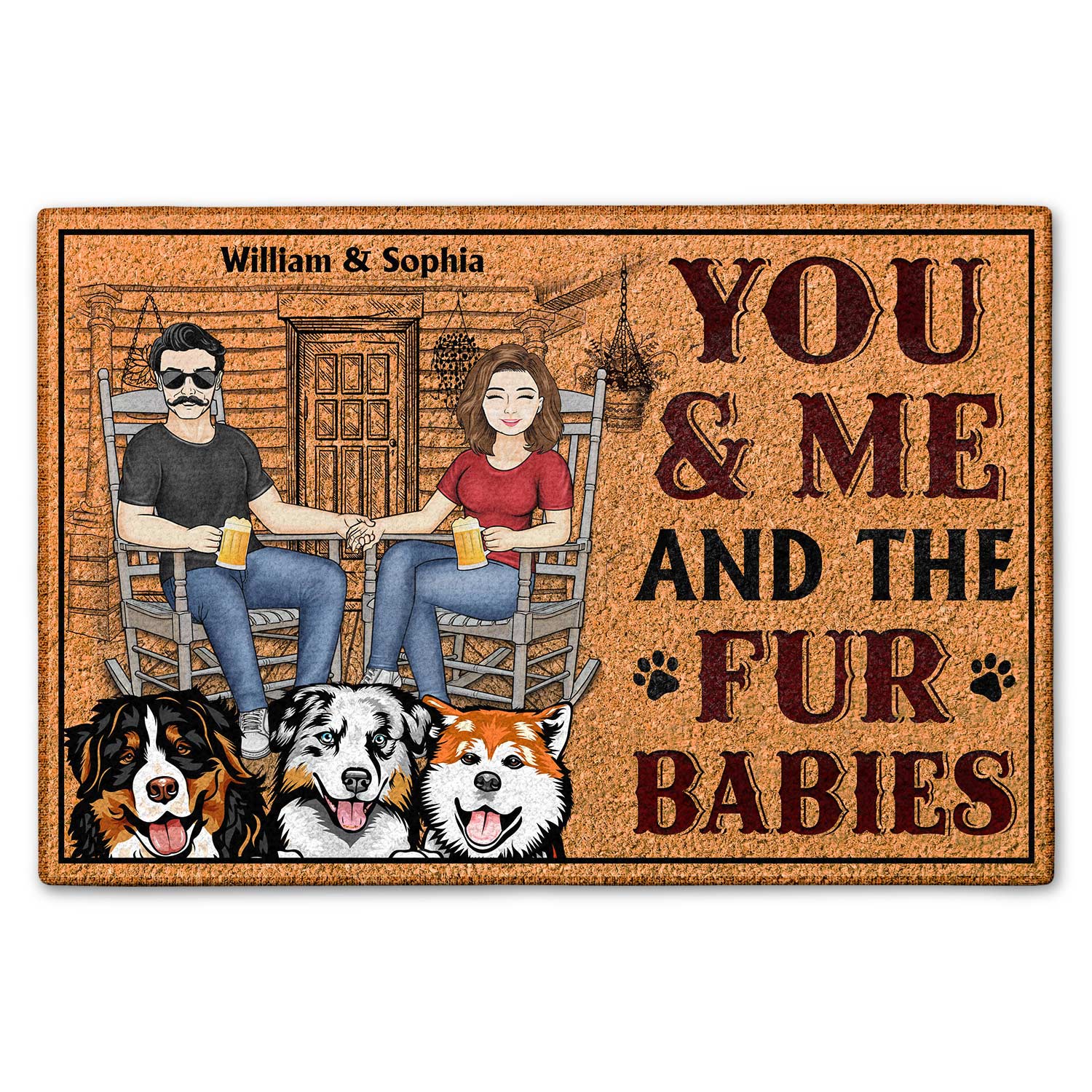 You & Me And The Dogs Cats Fur Babies - Anniversary, Birthday, Home Decor Gift For Spouse, Lover, Husband, Wife, Boyfriend, Girlfriend, Couple, Pet Lovers - Personalized Custom Doormat