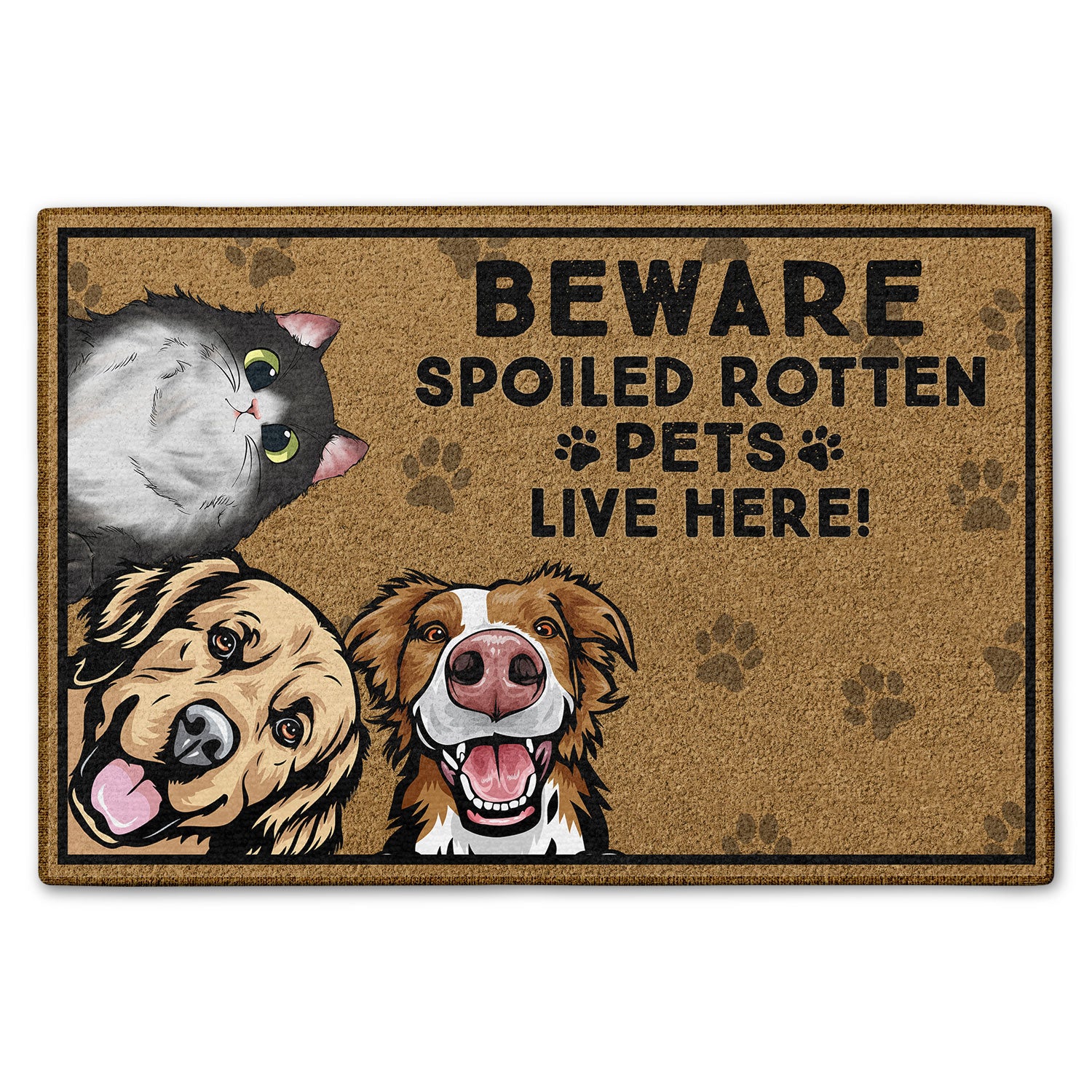 Beware Spoiled Rotten Dogs Live Here - Home Decor, Birthday, Housewarming Gift For Dog Lovers & Cat Lovers - Personalized Custom Doormat