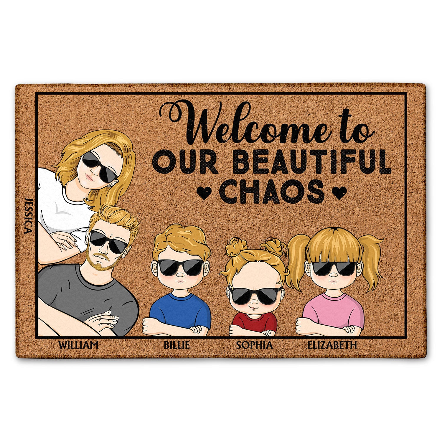 Welcome To Our Beautiful Chaos Couple - Anniversary, Birthday, Housewarming Gift For Spouse, Husband, Wife, Family - Personalized Custom Doormat