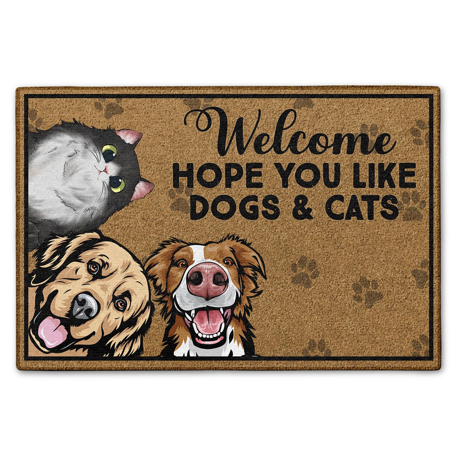Welcome Hope You Like Dogs - Home Decor, Birthday, Housewarming Gift For Dog Lovers & Cat Lovers - Personalized Custom Doormat