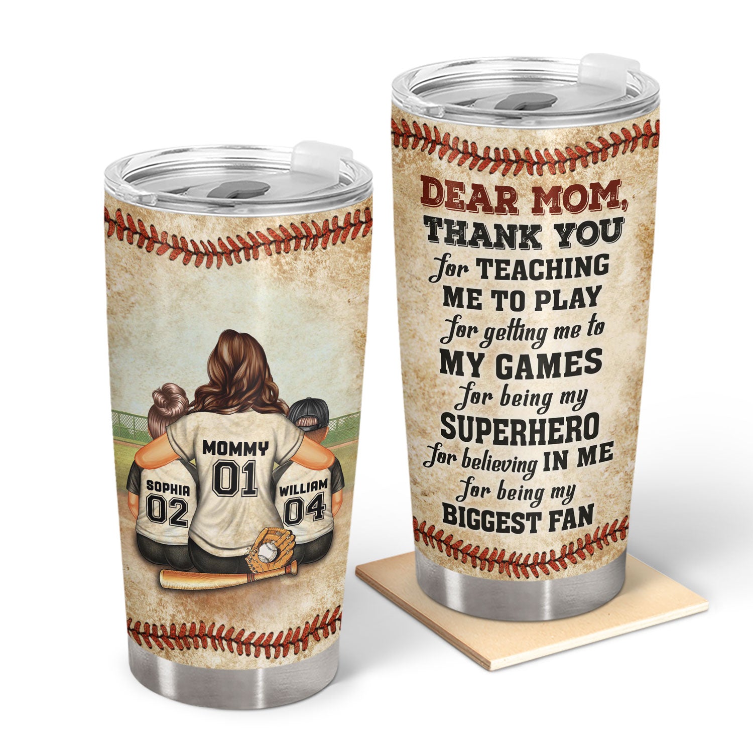 Personalized Baseball Mom Biggest Fan Customized Tumbler