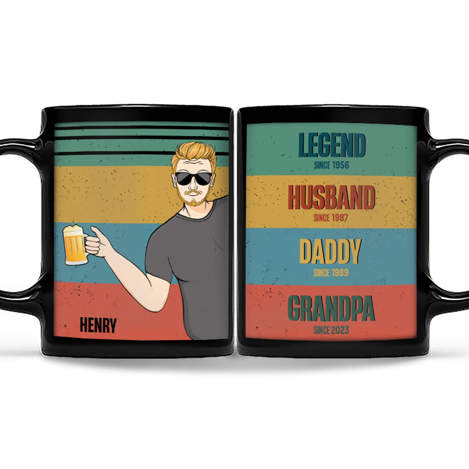 Family Legend Husband Dad Grandpa - Gift For Father - Personalized Custom Black Mug