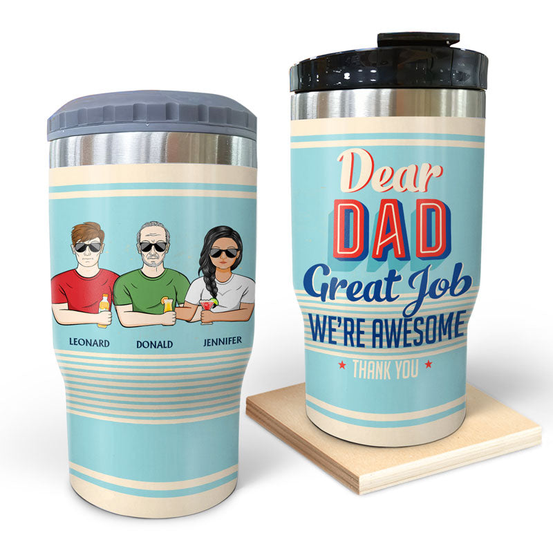 Dear Dad Great Job I'm Awesome Thank You Retro - Father Gift - Personalized Custom Triple 3 In 1 Can Cooler