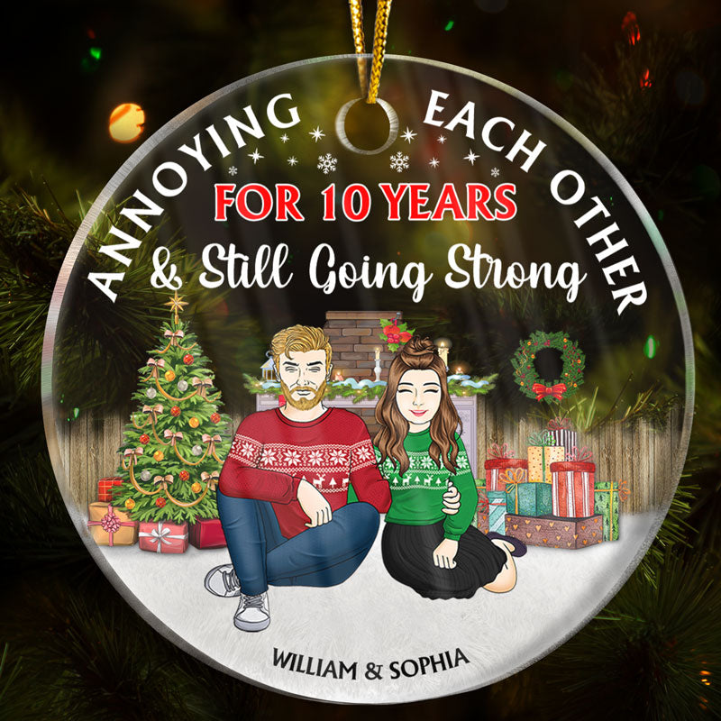 Christmas Family Couple Annoying Each Other - Gift For Couples - Personalized Custom Circle Acrylic Ornament