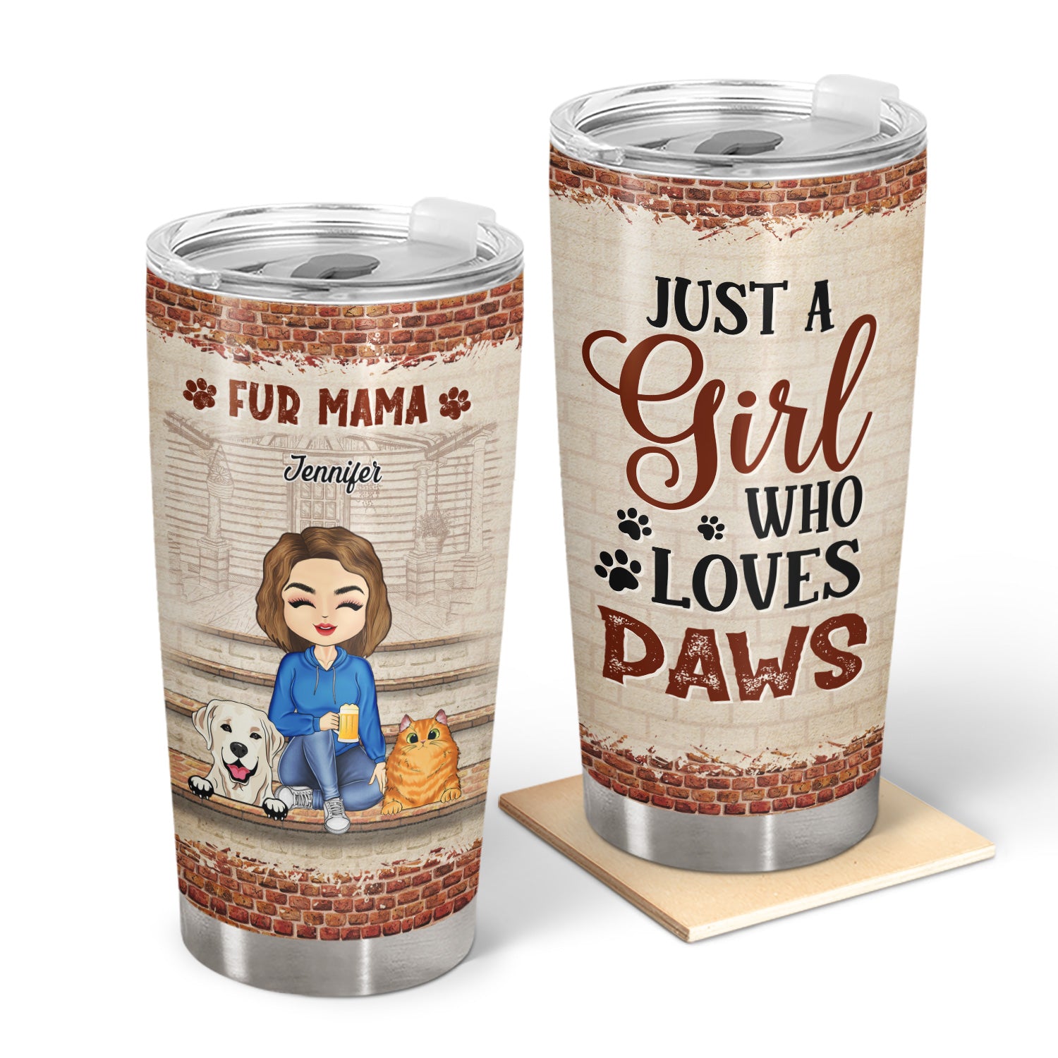 Just A Girl Boy Who Loves Dogs Cats - Gift For Pet Lovers - Personalized Custom Tumbler
