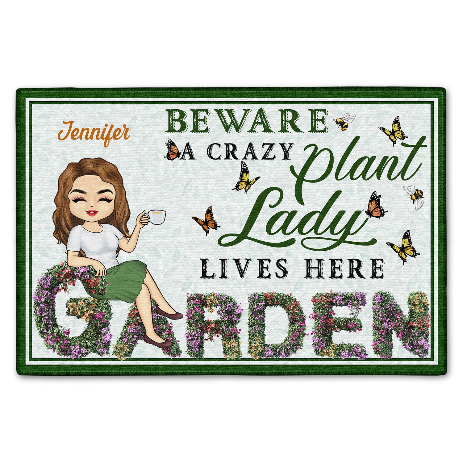 And Into The Garden I Go - Beware A Crazy Plant Lady Lives Here - Birthday, Housewarming Gift For Her, Him, Gardener, Outdoor Decor - Personalized Custom Doormat