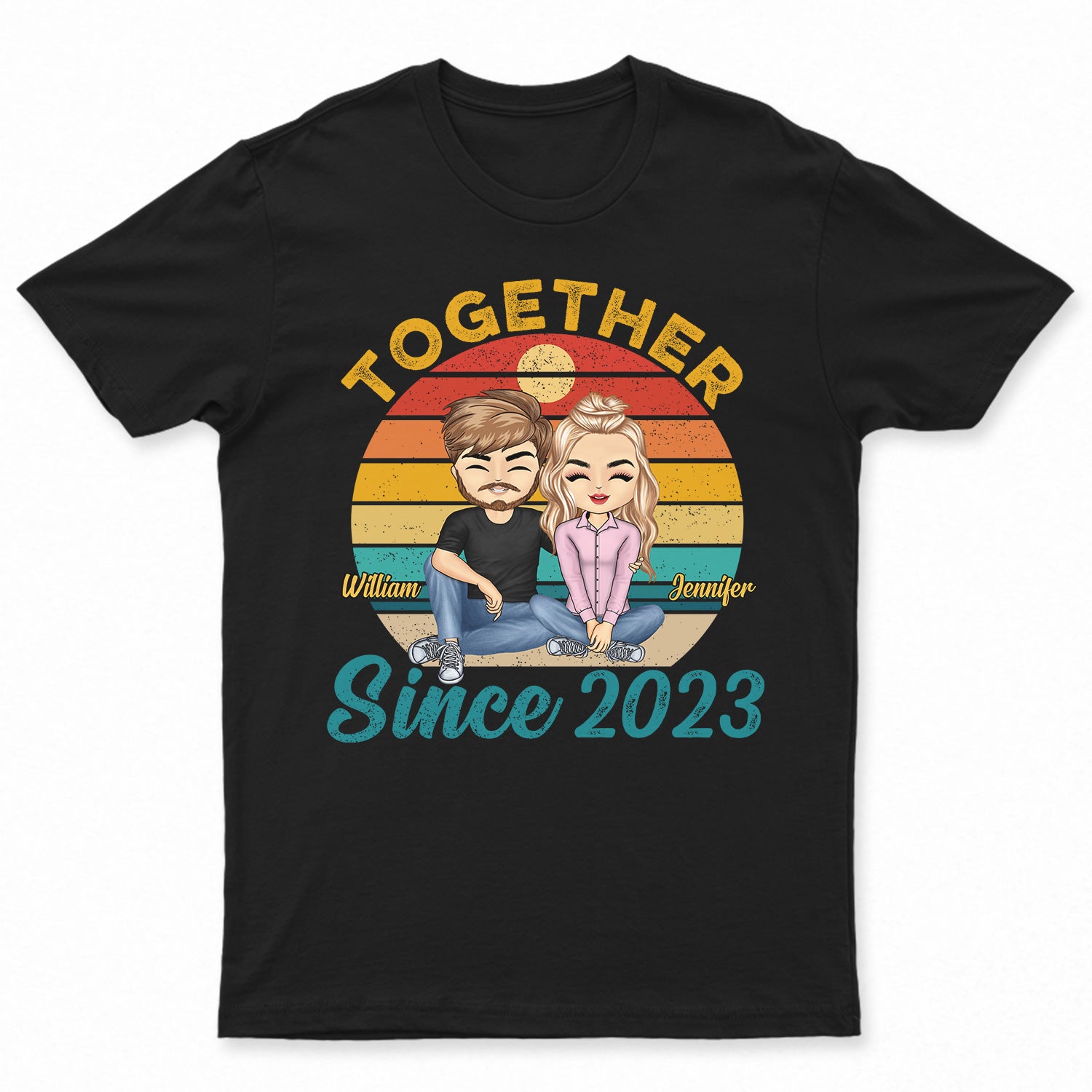 Together Since Husband Wife Couple - Anniversary, Birthday, Funny Gift For Spouse, Husband, Wife, Family - Personalized Custom T Shirt