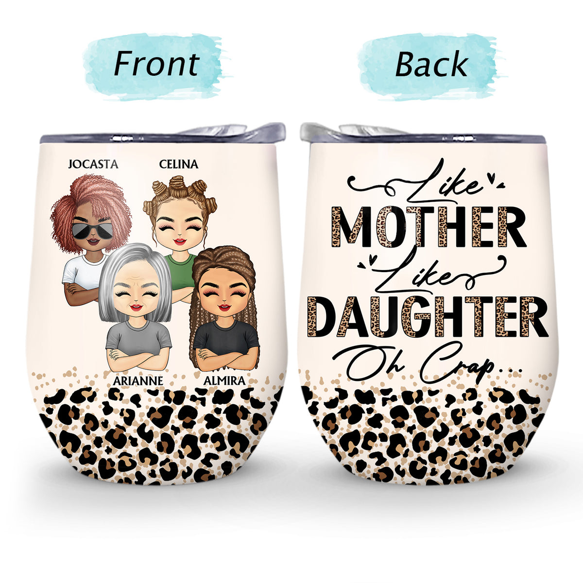 Mother Daughter Custom Wine Tumbler Like Mother Like Daughter Oh Crap  Personalized Gift