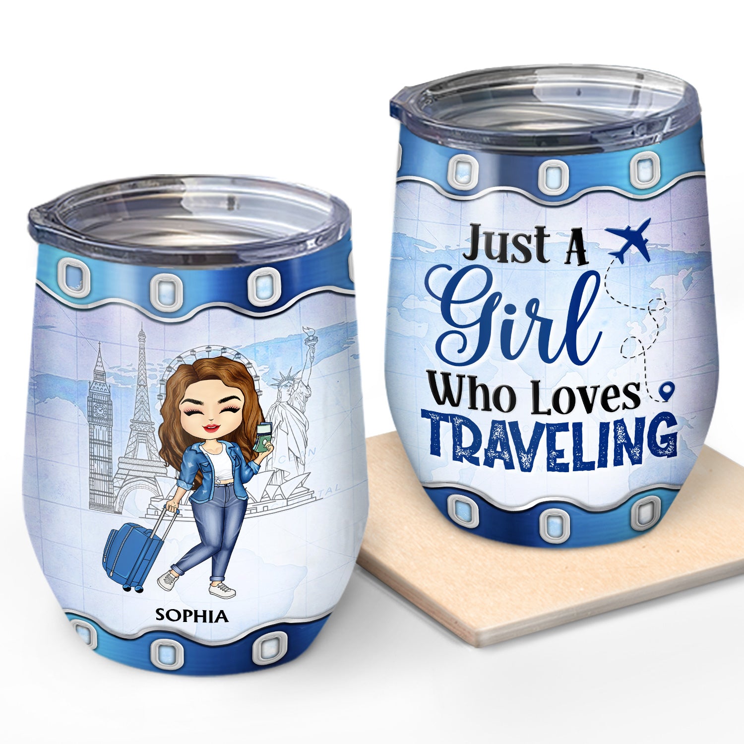 Just A Girl Boy Who Loves Traveling Cruising - Birthday Gift For Him, Her, Kid, Friends, Family, Trippin', Vacation Lovers - Personalized Custom Wine Tumbler