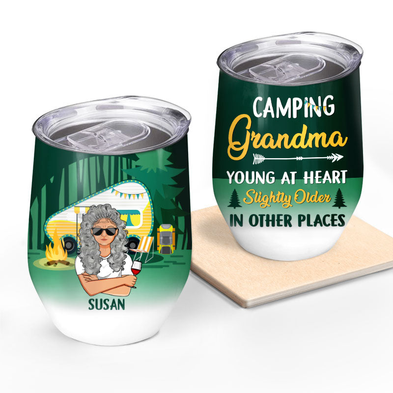 Camping Grandma - Gift For Grandmother - Personalized Custom Wine Tumbler