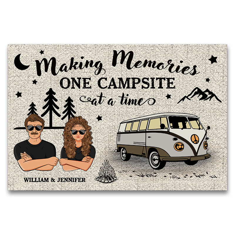 Camping Partners Old Family Couple Making Memories One Campsite - Personalized Custom Doormat