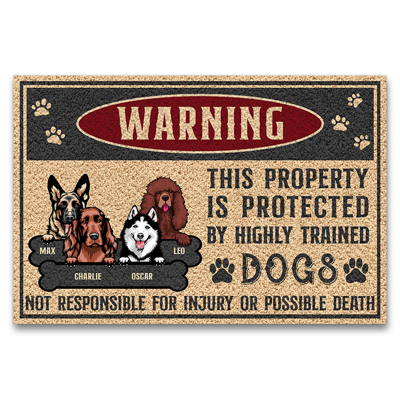 Dog Lovers Warning This Property Is Protected By - Personalized Custom Doormat