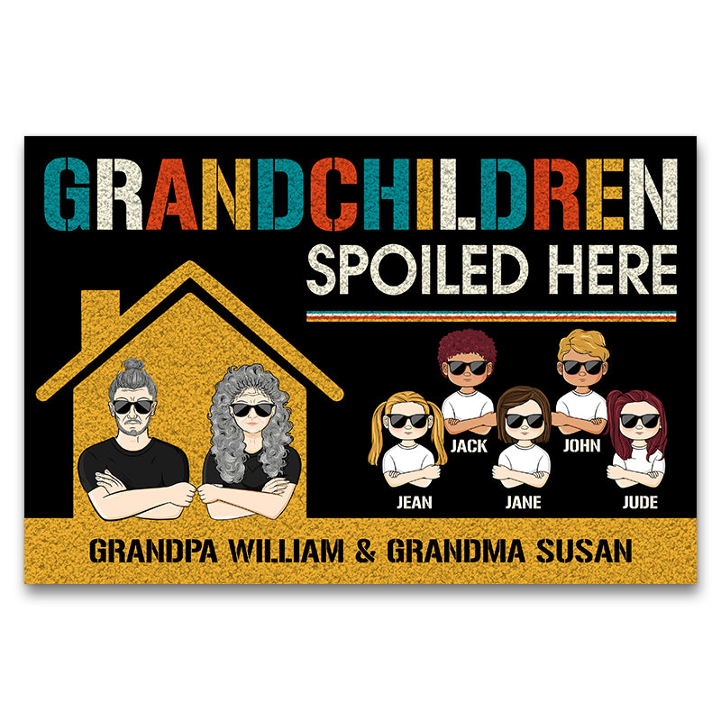 Grandchildren Spoiled Here - Gift For Grandparents - Personalized Custom Doormat