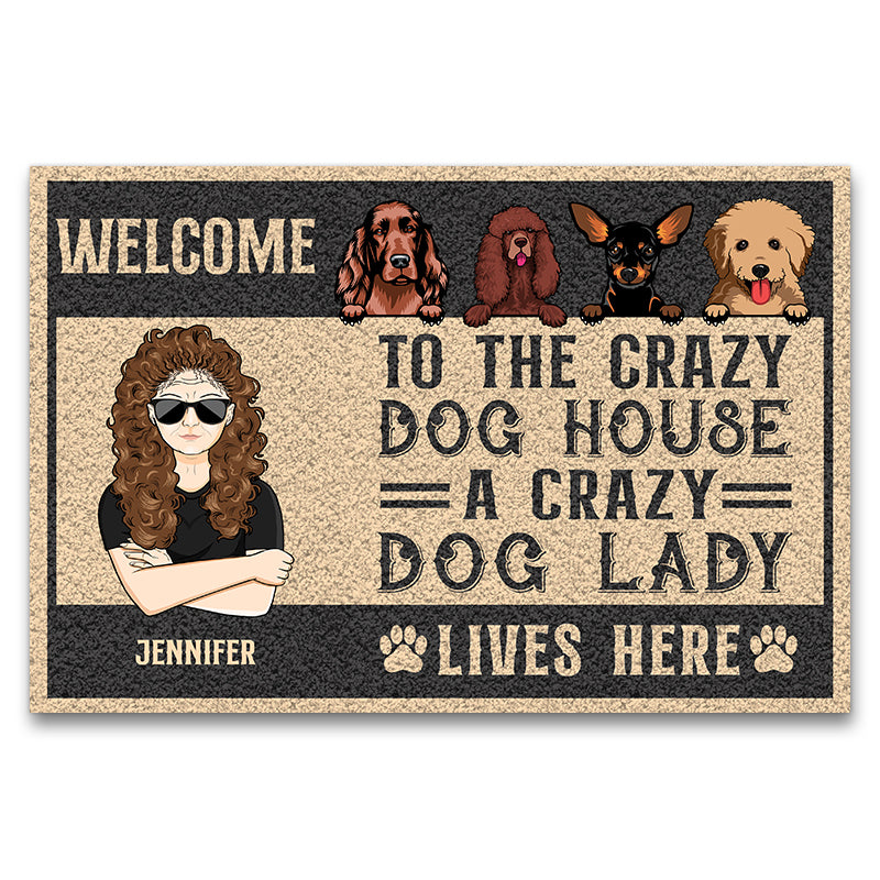 Dog Lovers Dog Mom Dog Dad Live Here - Personalized Custom Doormat
