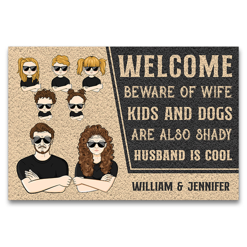 Family Couple With Their Kids Welcome - Personalized Custom Doormat