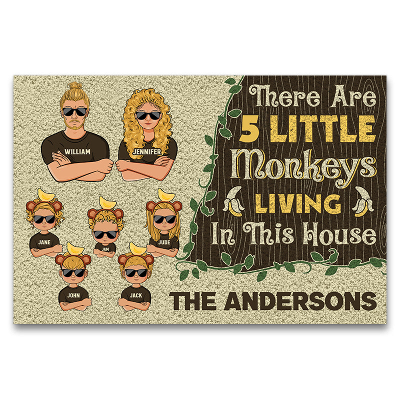 Little Monkeys Family - Gift For Parents - Personalized Custom Doormat