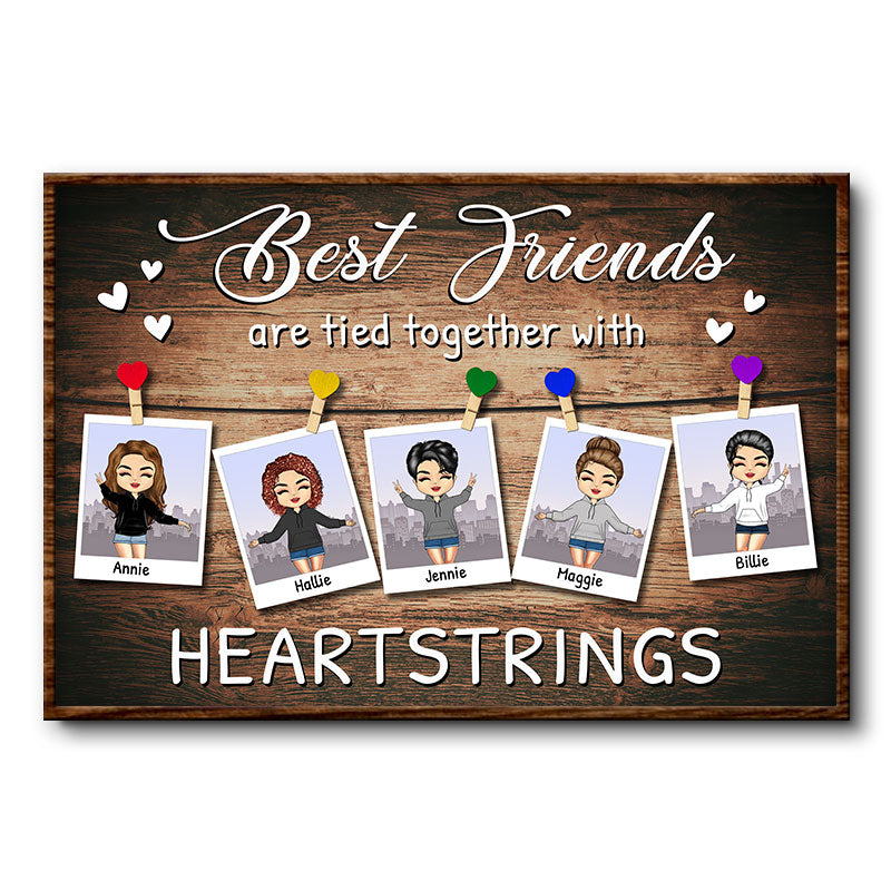 Tied Together With Heartstrings - Gift For Besties, Best Friends, BFFs - Personalized Custom Poster