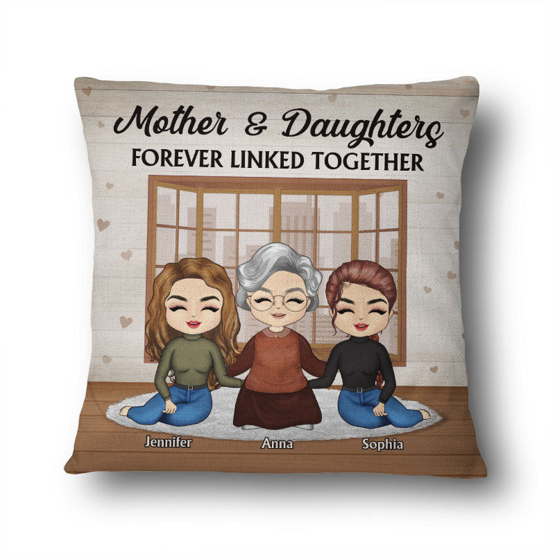 Mother & Daughter Forever Linked Together - Personalized Custom Pillow