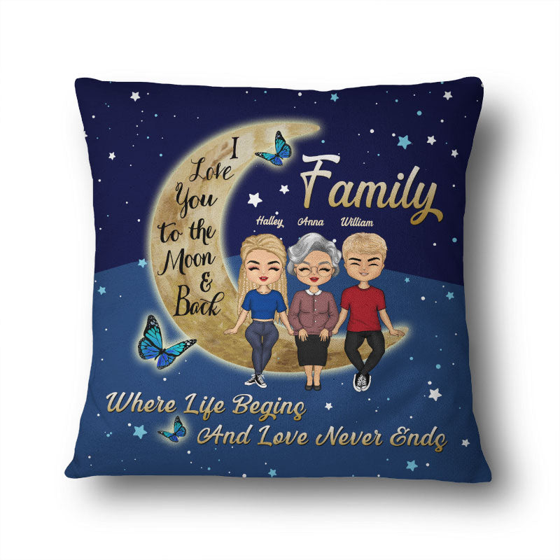 Mother Family Love Never Ends - Gift For Mother - Personalized Custom Pillow