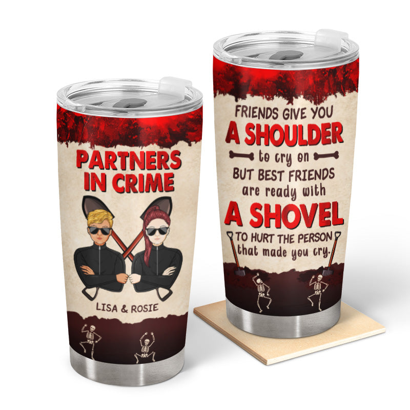 Partners In Crime Personalized Bestie Tumbler, Best Friends Funny Tumbler  Gift, Friendship Christmas Gift - Best Personalized Gifts For Everyone