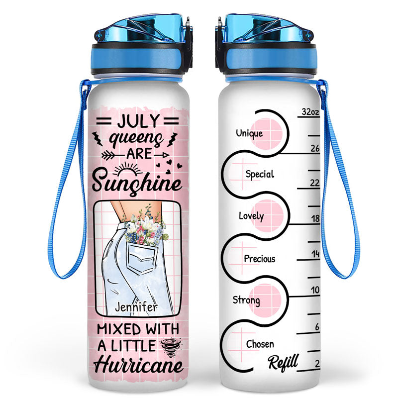 Sunshine Mixed With A Little Hurricane - Personalized Custom Water Tracker Bottle