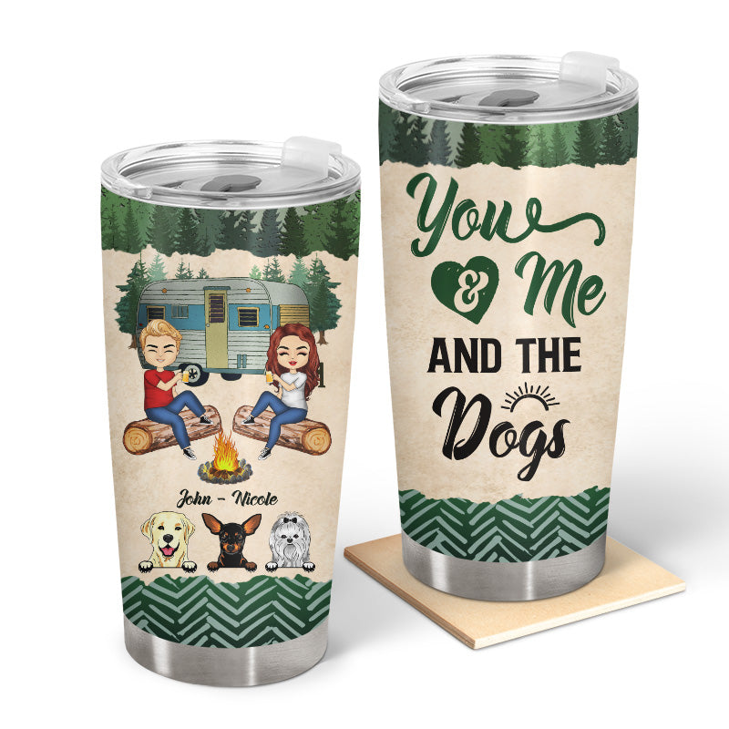 Chibi Couple You & Me And The Dogs - Couple Gift - Personalized Custom Tumbler