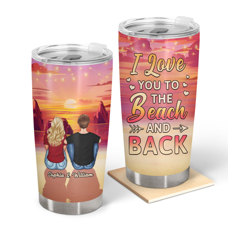 Sunset Love You To The Beach - Gift For Couples - Personalized Custom Tumbler
