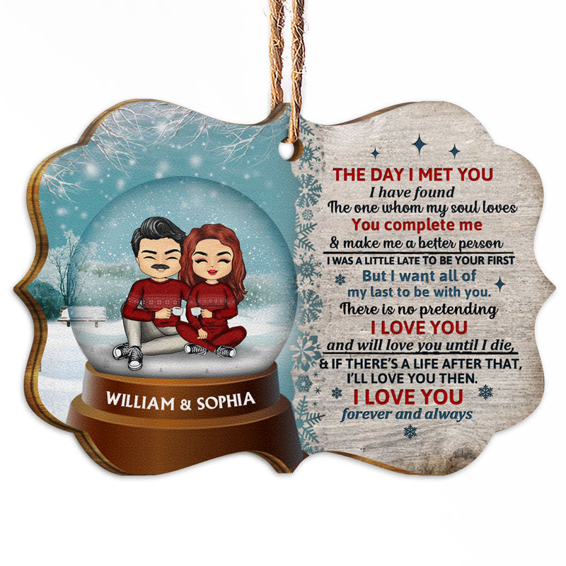 Christmas Couple The Day I Met You - Personalized Custom Wooden Ornament