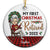First Christmas Retired - Personalized Custom Circle Ceramic Ornament