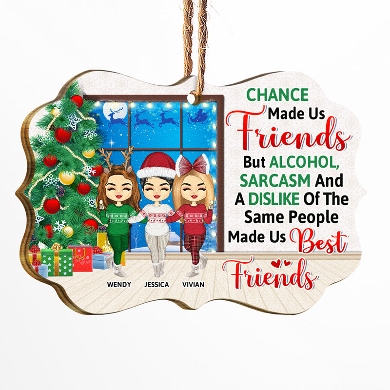 Christmas Chibi Dislike Of The Same People - Gift For Bestie - Personalized Custom Wooden Ornament