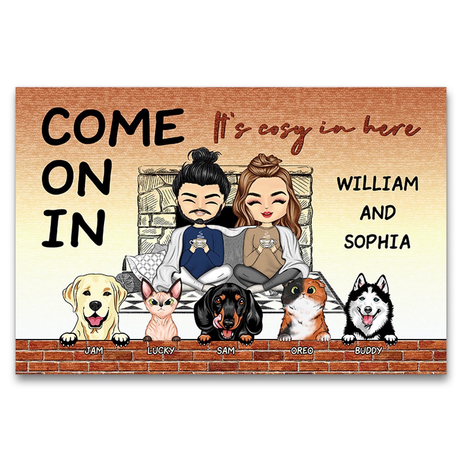 Cosy In Here Dog And Cat - Gift For Couples - Personalized Custom Doormat