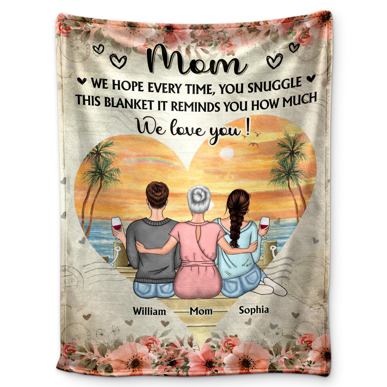 Mother & Children We Hope Every Time You Snuggle In This Blanket - Gift For Mom - Personalized Custom Fleece Blanket