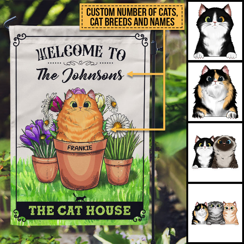 The Cats House, Cat Lover Gift, Garden Flag, Farmhouse Decor, Custom Flag