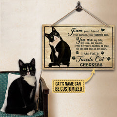 Tuxedo Cat Your Friend Custom Wood Rectangle Sign Tuxedo Cat