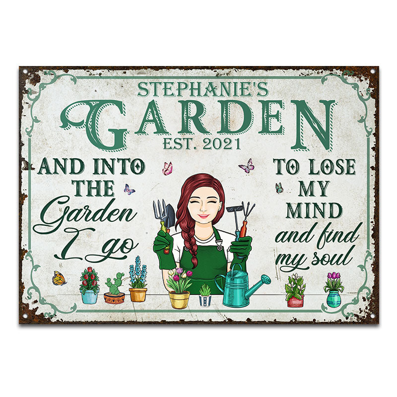 And Into The Garden I Go Gardening - Plant Lover Gift - Personalized Custom Classic Metal Signs