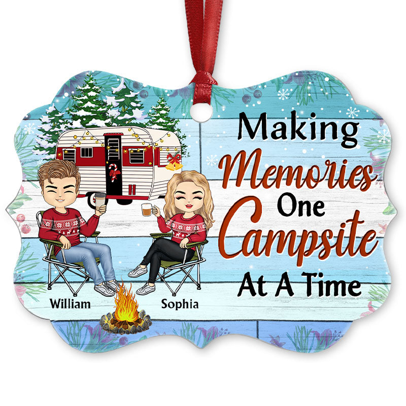 Making Memories One Campsite At A Time Husband Wife - Christmas Gift For Camping Lovers - Personalized Custom Aluminum Ornament
