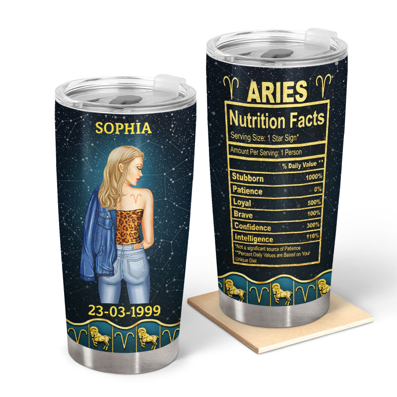 Zodiac Nutrition Facts - Birthday Gift For Girls - Personalized Custom Tumbler
