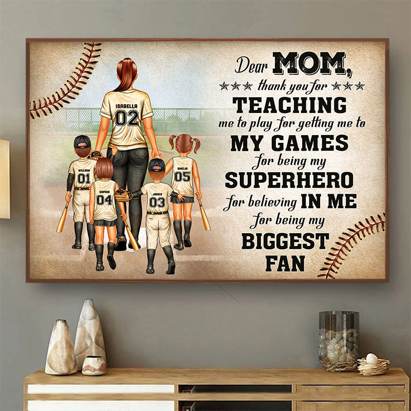 Dear Mom Thank You For Teaching Me - Birthday, Loving Gift For Basebal -  Wander Prints™