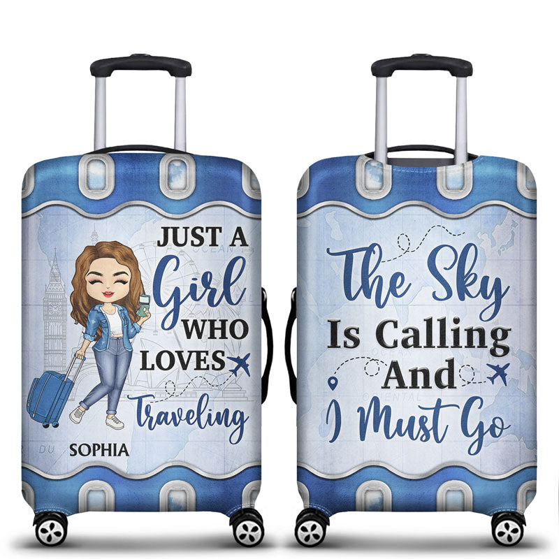 Just A Girl Boy Who Loves Traveling - Gift For Traveling Lovers - Personalized Custom Luggage Cover