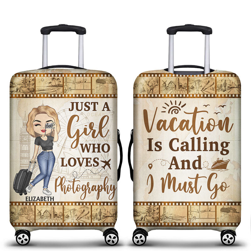 Just A Girl Boy Who Loves Travel Photography - Gift For Traveling Lovers - Personalized Custom Luggage Cover