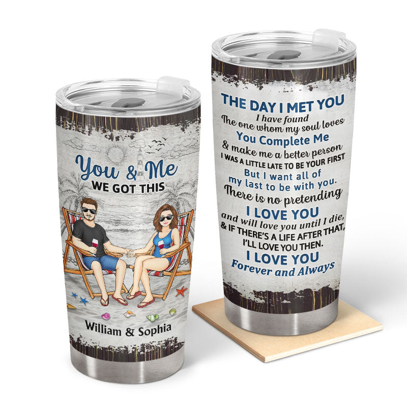 Beach Family Couple The Day I Met You - Couple Gift - Personalized Custom Tumbler