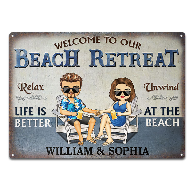 Life Is Better At The Beach, Pool, Lake, River - Couple Gift - Personalized Custom Classic Metal Signs