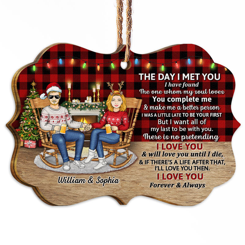 Family Couple The Day I Met You Husband And Wife - Christmas Gift For Couples - Personalized Wooden Ornament