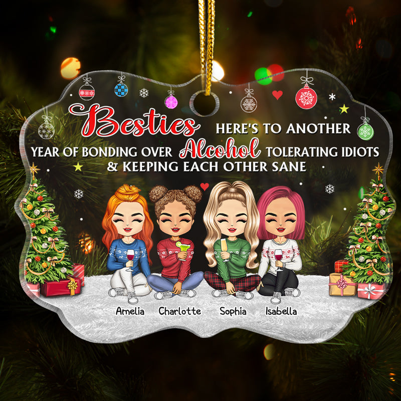 Best Friends Keeping Each Other Sane - Christmas Gift For BFF And Colleagues - Personalized Custom Medallion Acrylic Ornament