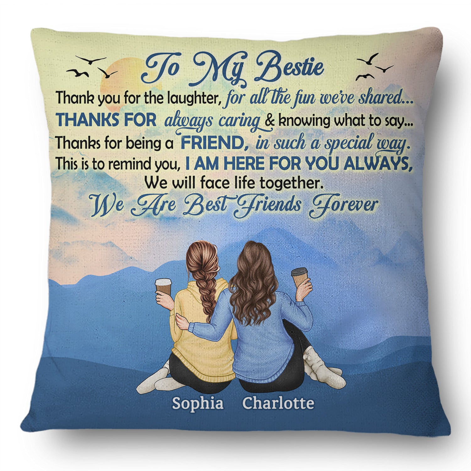 Thank You For The Laughter For All The Fun We Share Besties - Gift For Best Friends - Personalized Custom Pillow