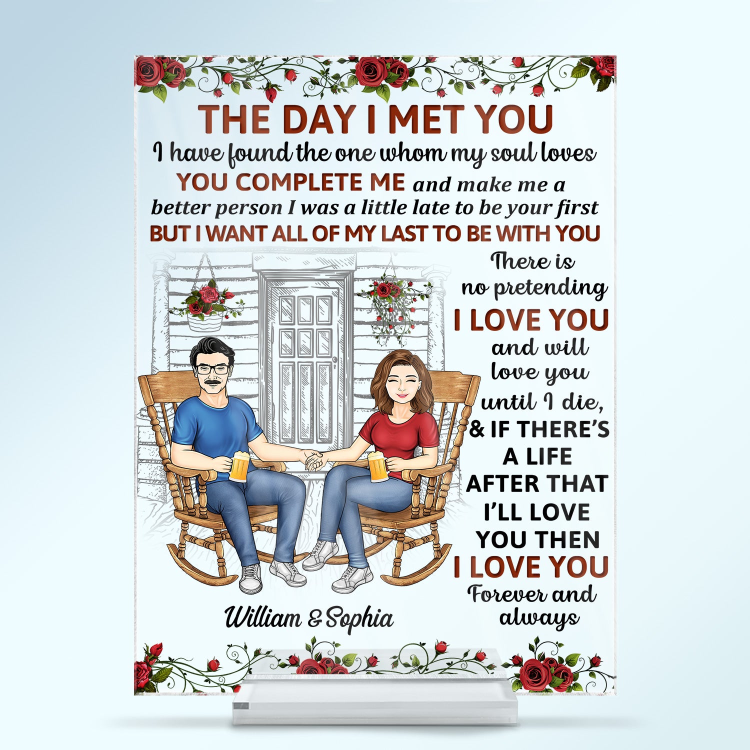 The Day I Met You - Gift For Couples - Anniversary, Birthday Gift For Spouse, Lover, Husband, Wife, Boyfriend, Girlfriend, Couple - Personalized Custom Vertical Rectangle Acrylic Plaque